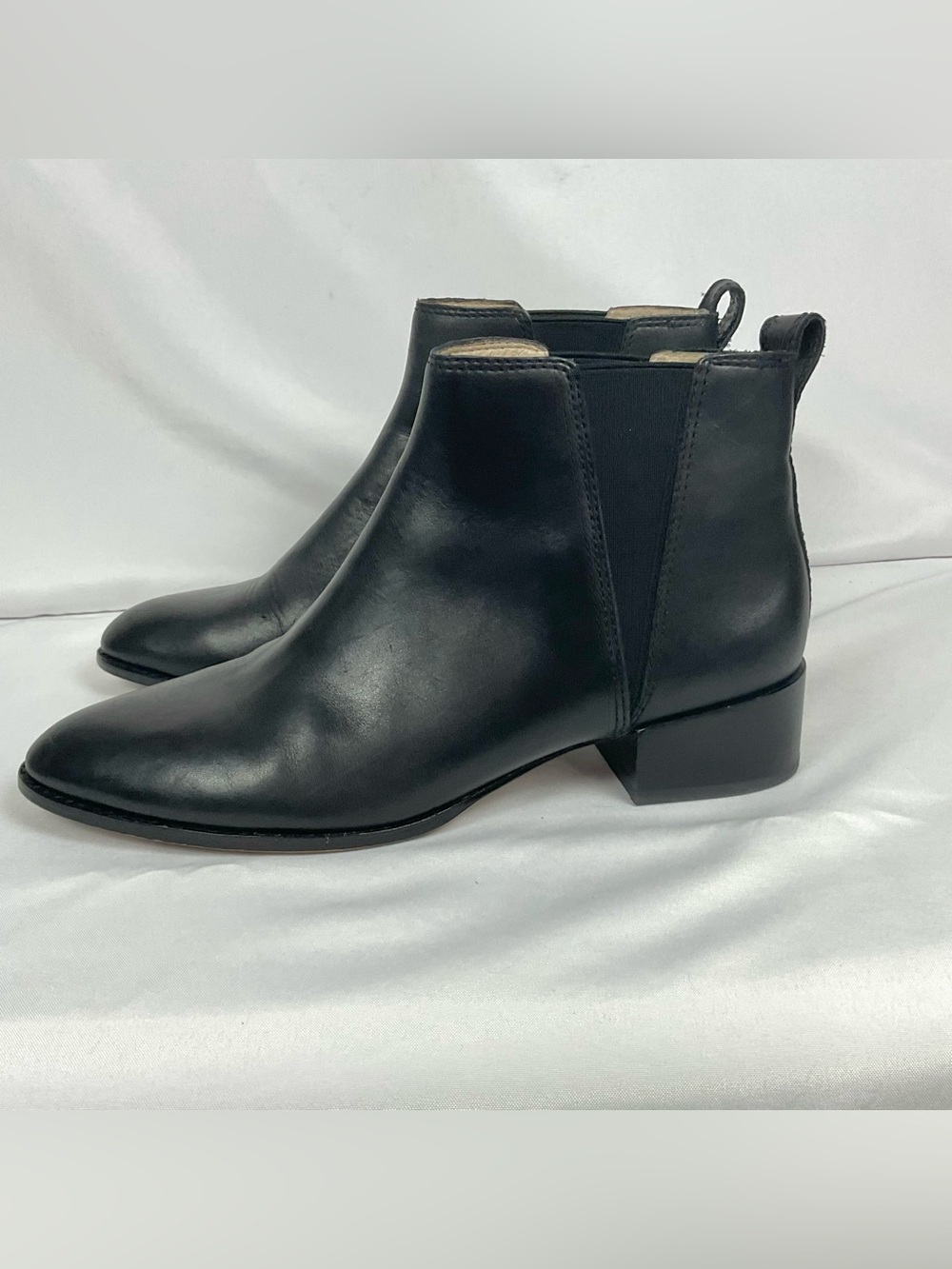 Madewell The Carina Boot True Black Leather Chelsea Ankle Booties Sz 10